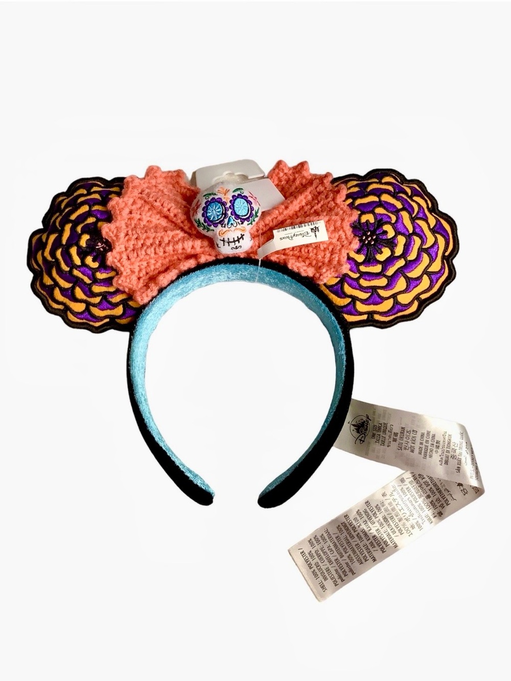 Disney Coral Pink & Blue Sugar Skull Ear Headband